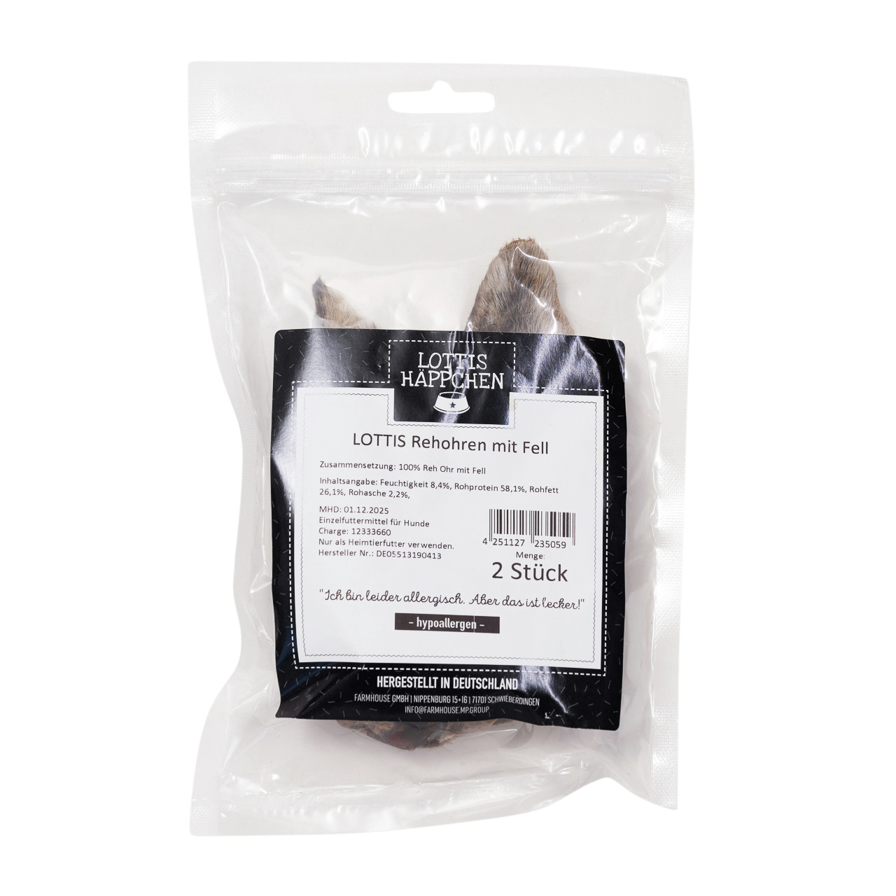 LOTTIS HÄPPCHEN Rehohren mit Fell 2 Stück