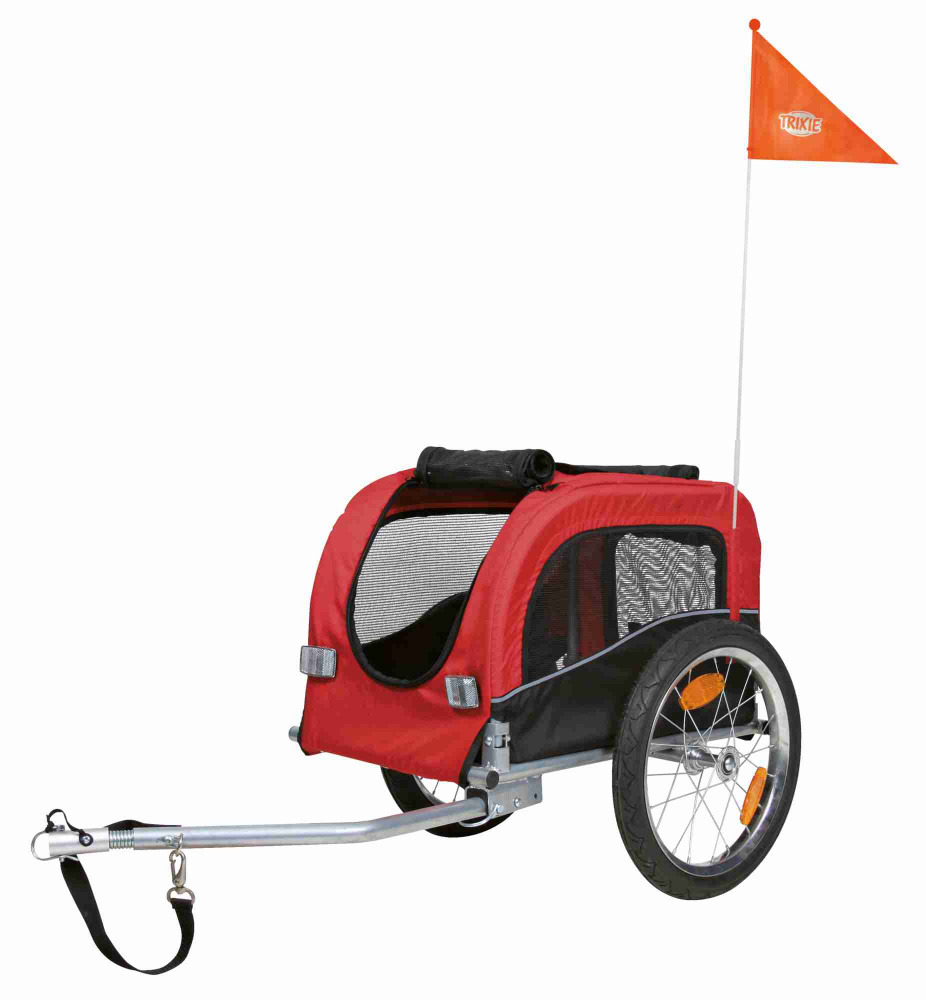 TRIXIE Fahrrad-Anhänger S 53x60/117x60cm schwarz/rot