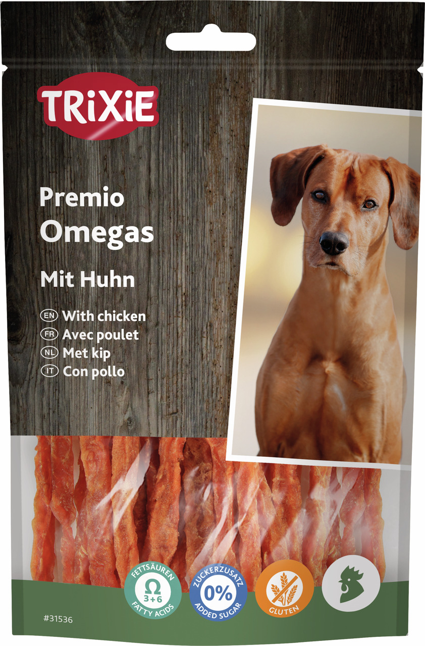 Sparpaket 2 x 100 g Trixie Premio Omega Stripes mit Hühnchen Hunde Snack